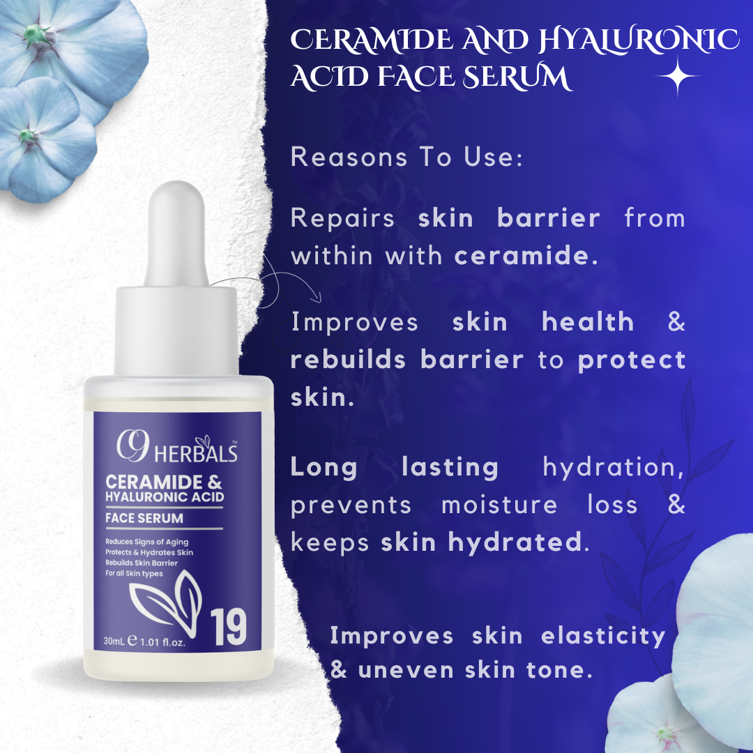 Ceramide And Hyaluronic Acid Face Serum | Aloe Vera Extract | Niacinamide | Rebuilds Skin Barrier