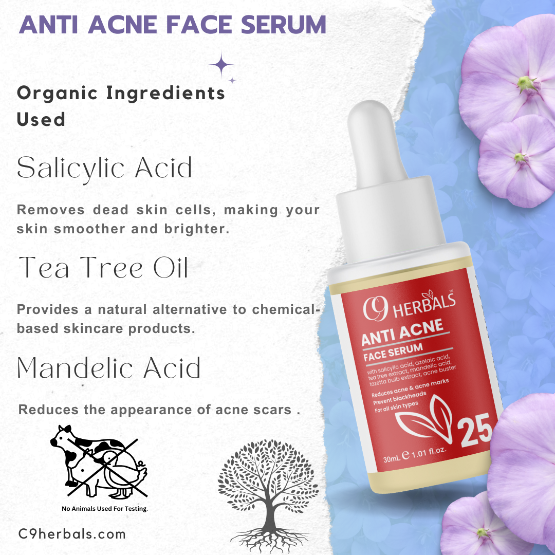 Anti Acne Face Serum | Salicylic Acid | Tea Tree Extract | Reduces Acne & Acne Marks | Prevent Blackheads