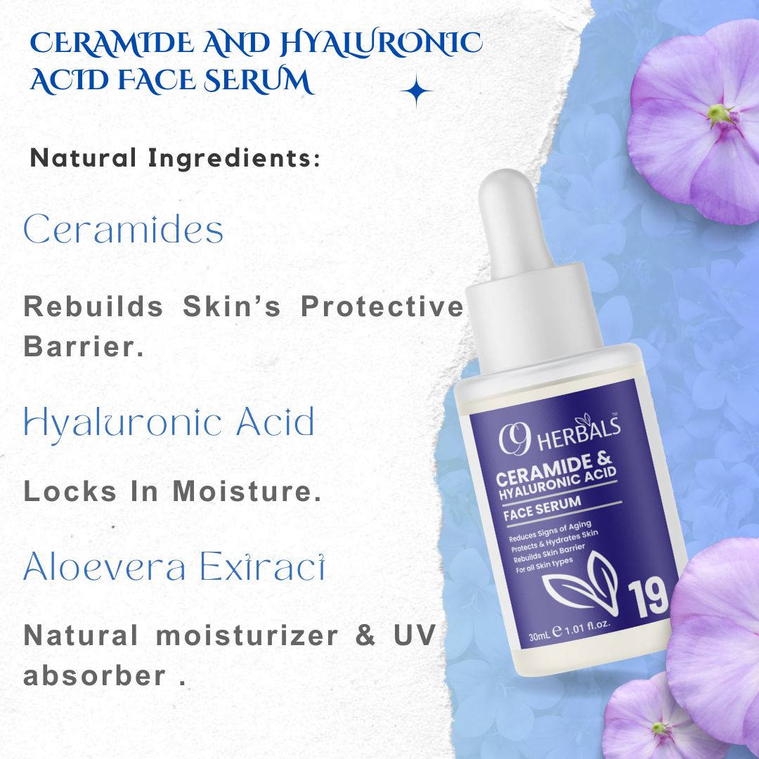 Ceramide And Hyaluronic Acid Face Serum | Aloe Vera Extract | Niacinamide | Rebuilds Skin Barrier