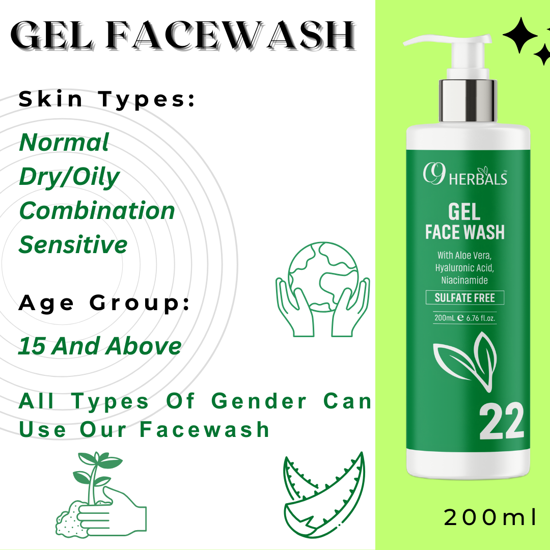 Gel Face Wash | Aloe Vera | Sulfate Free | Niacinamide | Control Pimples, Zits And Whiteheads