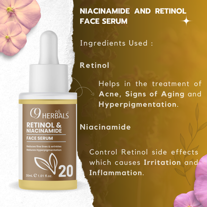 Retinol & Niacinamide Face Serum | Reduces Fine Lines | Reduces Wrinkles | Reduces