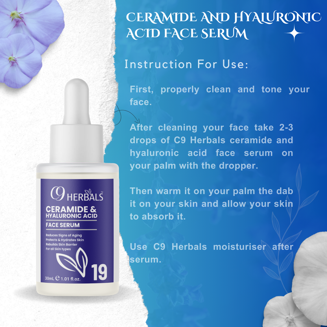 Ceramide And Hyaluronic Acid Face Serum | Aloe Vera Extract | Niacinamide | Rebuilds Skin Barrier