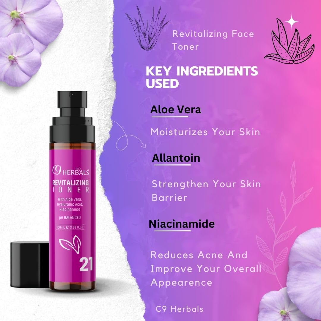 Revitalizing Face Toner With Aloe Vera | Skin Soothing | Hyaluronic Acid | Hydrates Skin