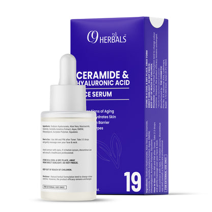 Ceramide And Hyaluronic Acid Face Serum | Aloe Vera Extract | Niacinamide | Rebuilds Skin Barrier